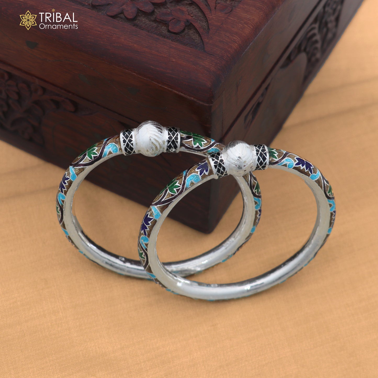 925 sterling silver ball design multi color enamel bangles bracelet brides jewelry ba463