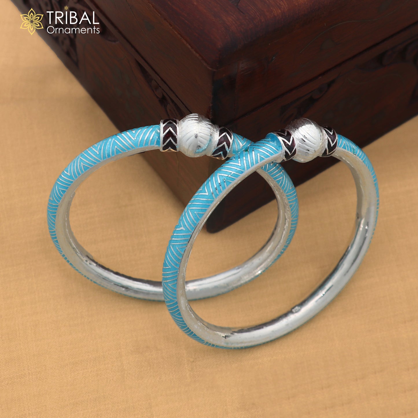 925 sterling silver ball design turquoise color enamel bangles bracelet brides jewelry ba465