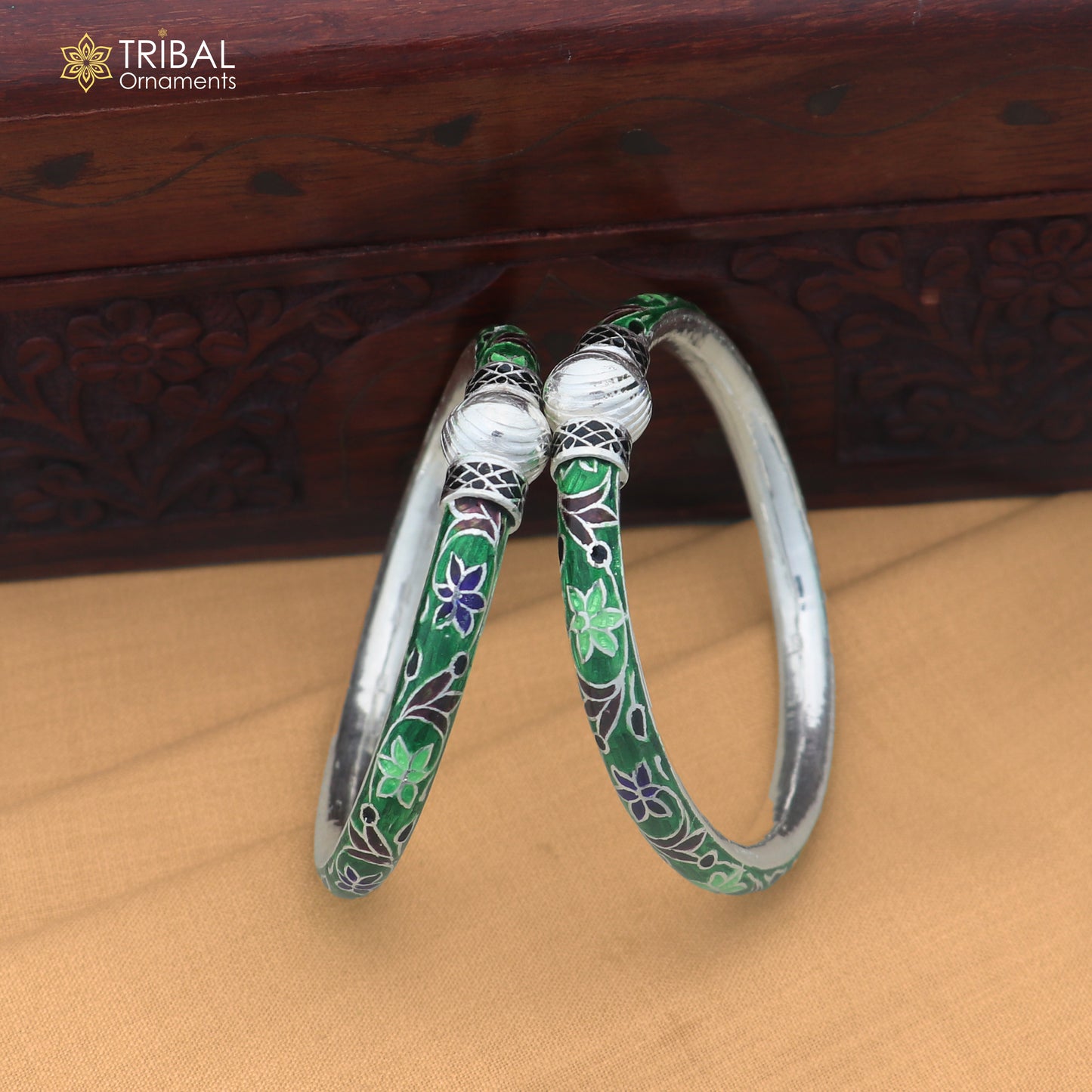 925 sterling silver ball design multi color enamel bangles bracelet brides jewelry ba469