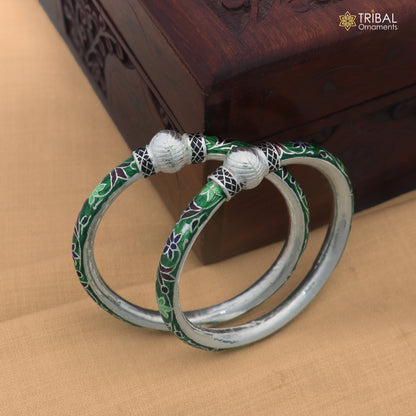 925 sterling silver ball design multi color enamel bangles bracelet brides jewelry ba469