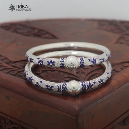 925 sterling silver ball design multi color enamel bangles bracelet brides jewelry ba470