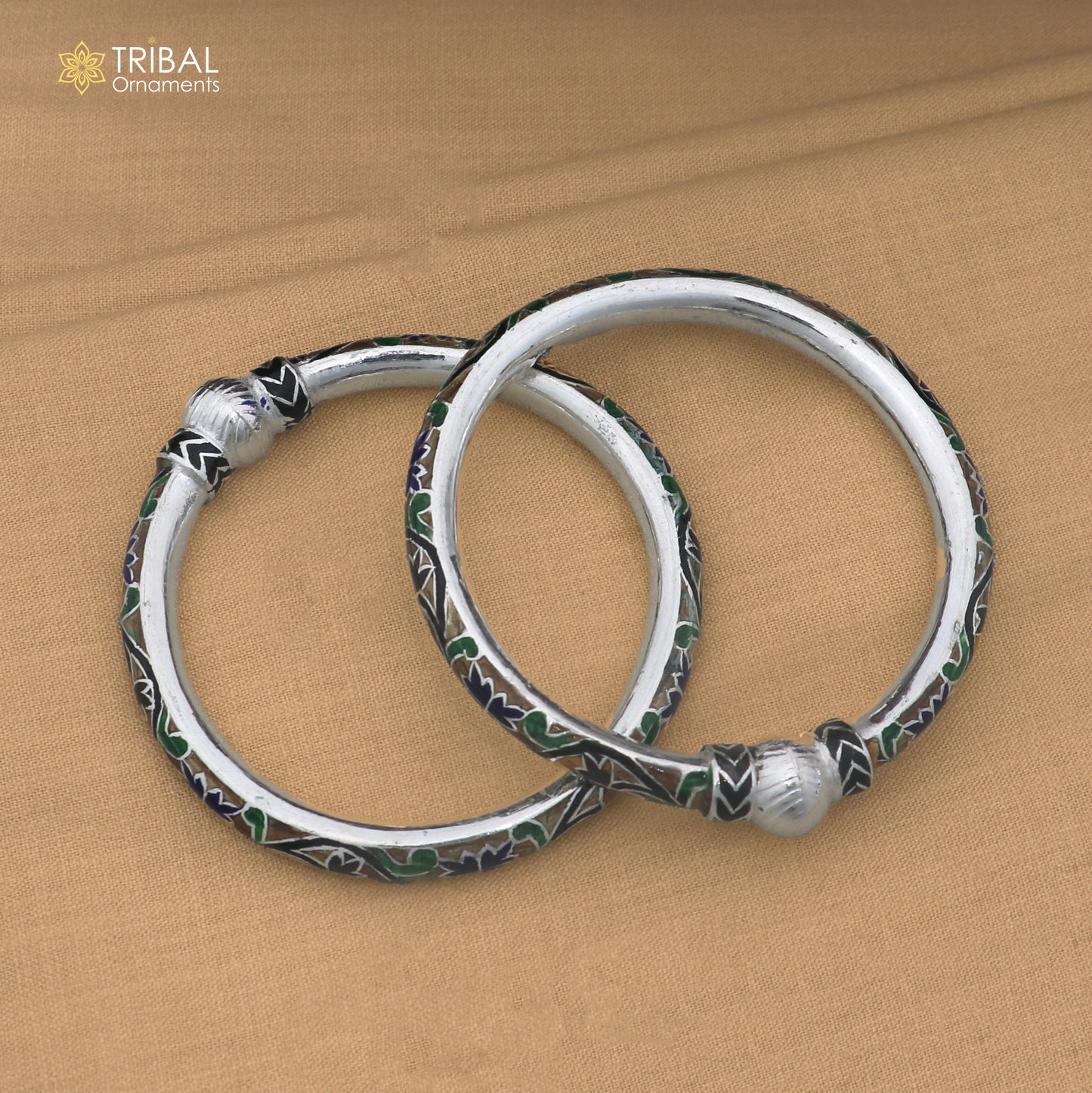 925 sterling silver ball design multi color enamel bangles bracelet brides jewelry ba471