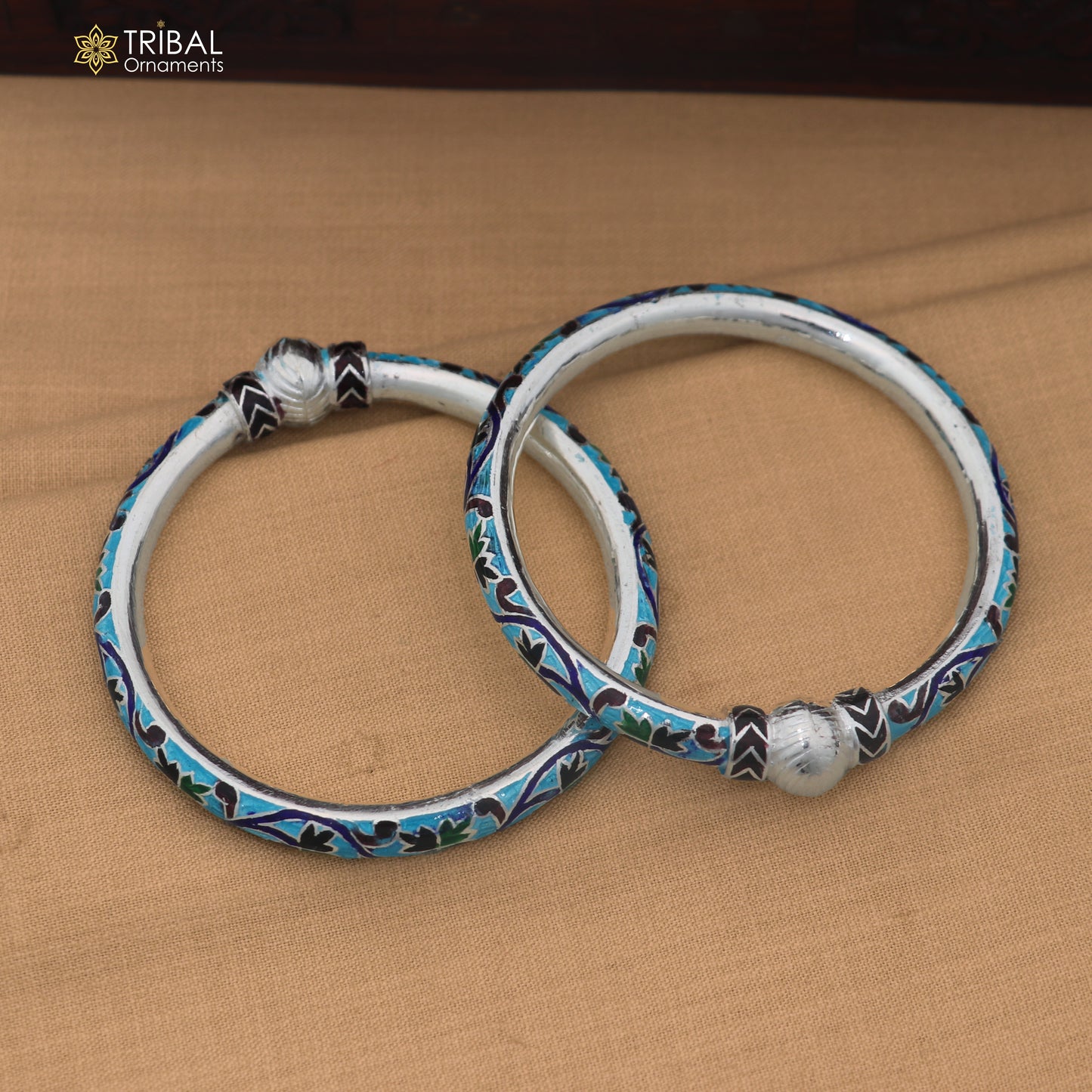 925 sterling silver ball design multi color enamel bangles bracelet brides jewelry ba472
