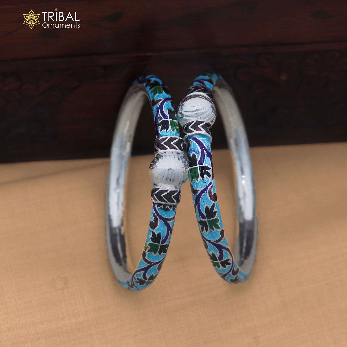 925 sterling silver ball design multi color enamel bangles bracelet brides jewelry ba472