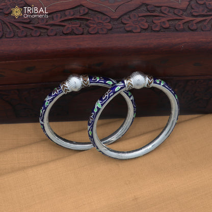 925 sterling silver ball design multi color enamel bangles bracelet brides jewelry ba473