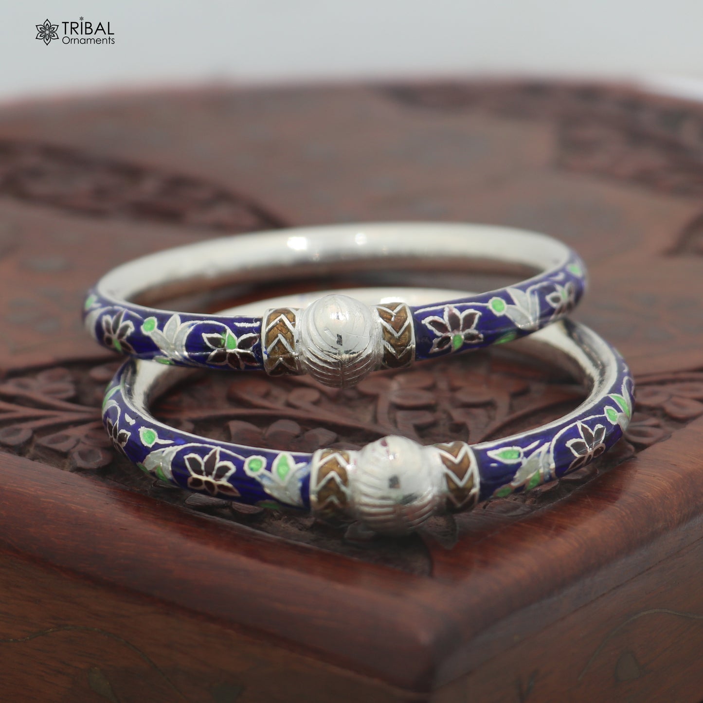925 sterling silver ball design multi color enamel bangles bracelet brides jewelry ba473