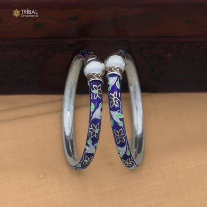 925 sterling silver ball design multi color enamel bangles bracelet brides jewelry ba473