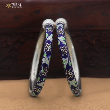 925 sterling silver ball design multi color enamel bangles bracelet brides jewelry ba473