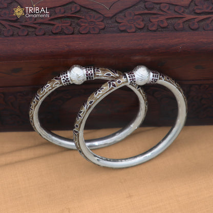 925 sterling silver ball design multi color enamel bangles bracelet brides jewelry ba474