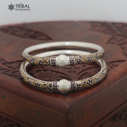 925 sterling silver ball design multi color enamel bangles bracelet brides jewelry ba474