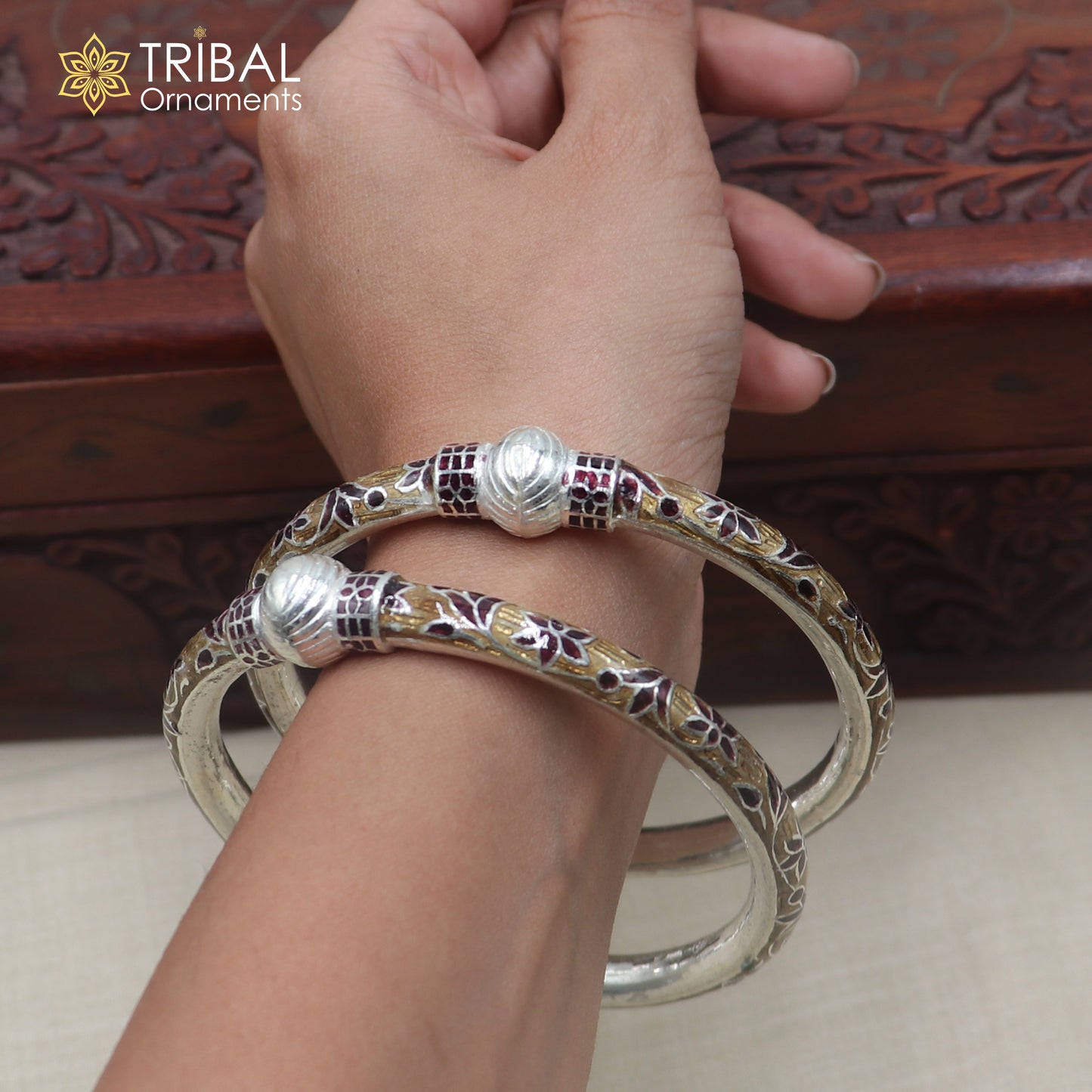 925 sterling silver ball design multi color enamel bangles bracelet brides jewelry ba474