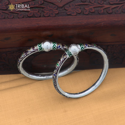 925 sterling silver ball design multi color enamel bangles bracelet brides jewelry ba475