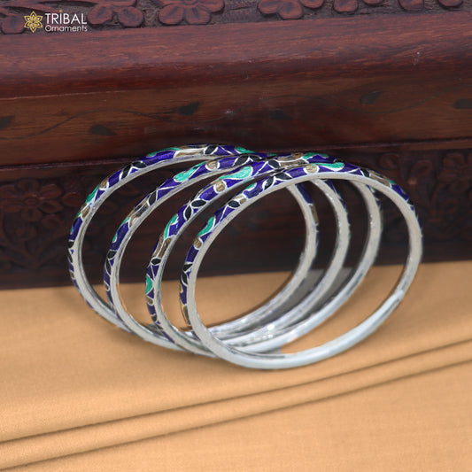 925 sterling silver ball design multi color enamel bangles bracelet brides jewelry ba476