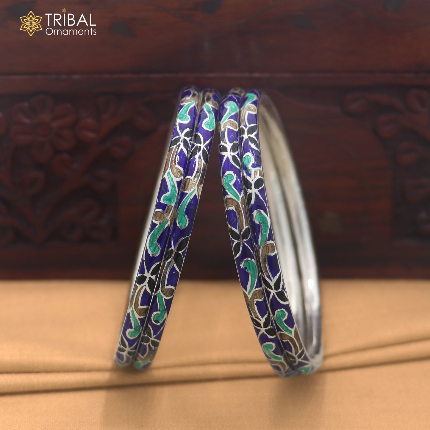 925 sterling silver ball design multi color enamel bangles bracelet brides jewelry ba476