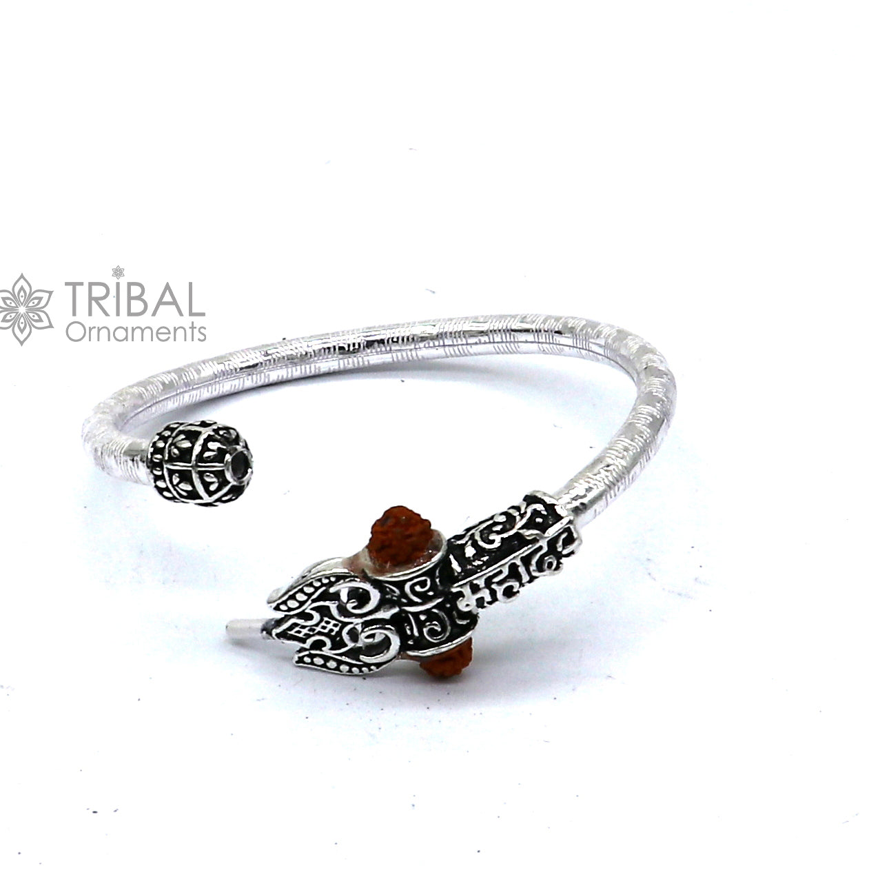 925 Sterling silver lord shiva bangle for kids "mahadeva" bangle kada nbbk bbk211 - TRIBAL ORNAMENTS