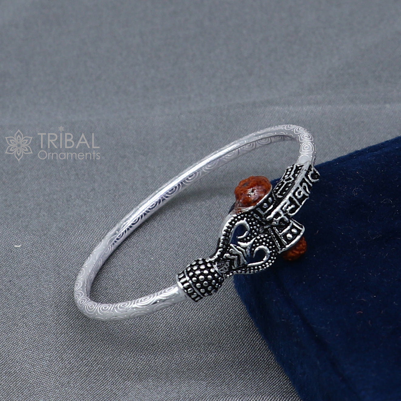 925 Sterling silver lord shiva bangle for kids "MAHAKAL" bangle kada nbbk bbk212 - TRIBAL ORNAMENTS