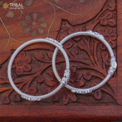 Sterling silver stylish baby bangle kada for kids from TRIBAL ORNAMENTS, featuring intricate design and smooth finish.