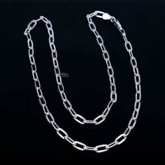 20" 4mm 925 Sterling silver handmade Rolo cable chain unisex gifting necklace jewelry ch602 - TRIBAL ORNAMENTS