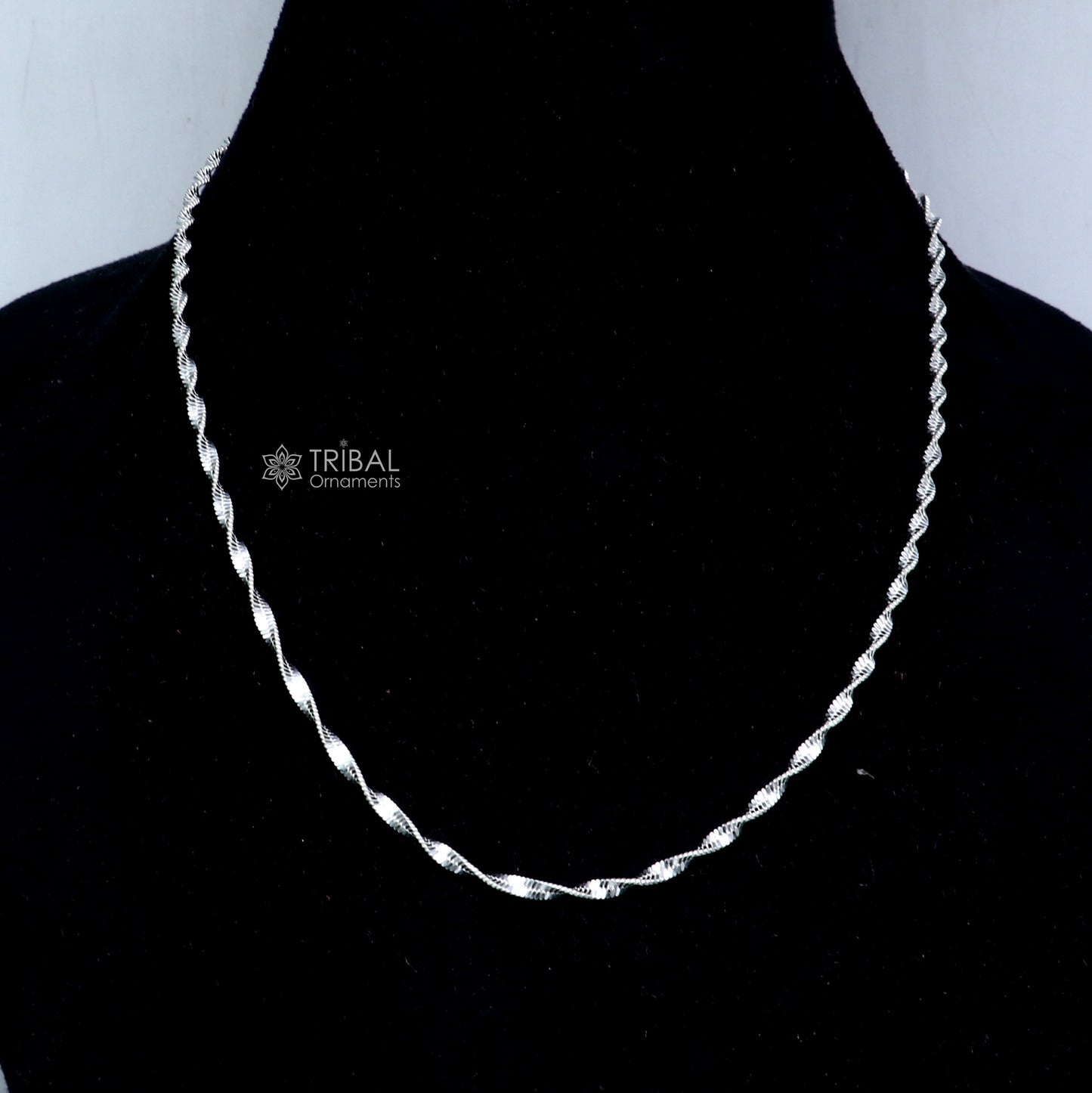 18"Inches 925 Sterling silver handmade twisting  chain unisex gifting necklace jewelry ch603