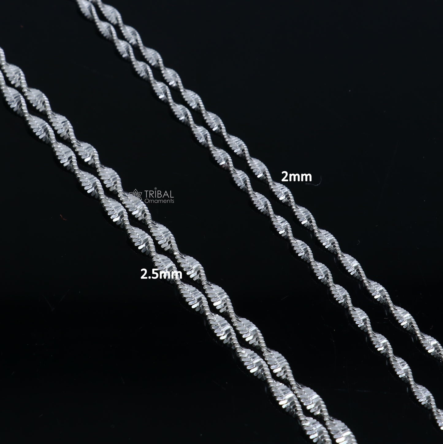 18"Inches 925 Sterling silver handmade twisting  chain unisex gifting necklace jewelry ch603