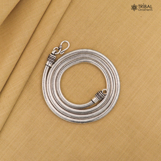 4 mm screw chain 925 sterling silver handmade snake chain pendant chain, necklace chain, oxidized silver trendy chain  necklace ch158
