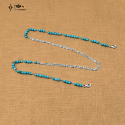 925 sterling silver turquoise stone cuban link chain Women Stylish Sunglass Eyeglass Cord mask chain ch659