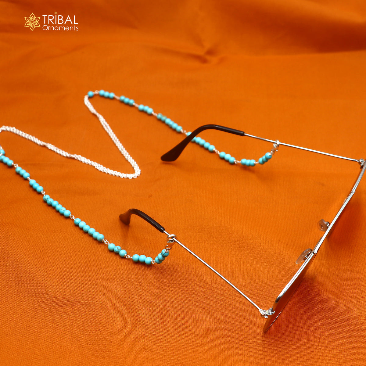 925 sterling silver turquoise stone cuban link chain Women Stylish Sunglass Eyeglass Cord mask chain ch659
