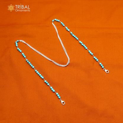 925 sterling silver turquoise stone cuban link chain Women Stylish Sunglass Eyeglass Cord mask chain ch659