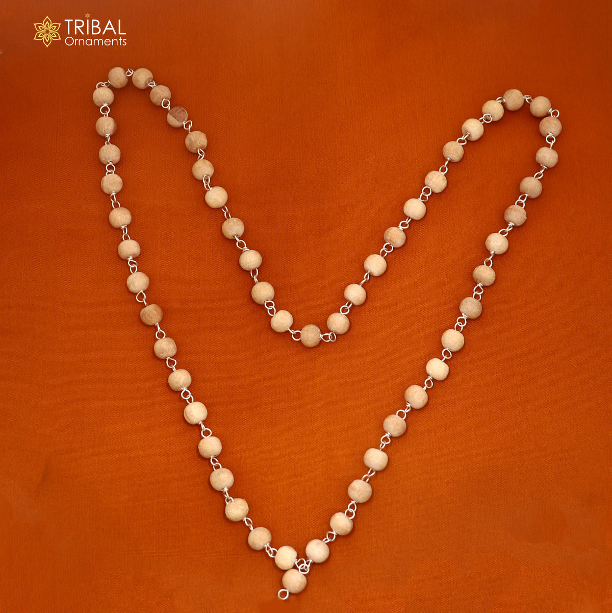 925 Sterling silver handmade white tulsi beads jaap mala, best meditation chanting necklace ch661