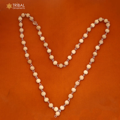 925 Sterling silver handmade white tulsi beads jaap mala, best meditation chanting necklace ch661