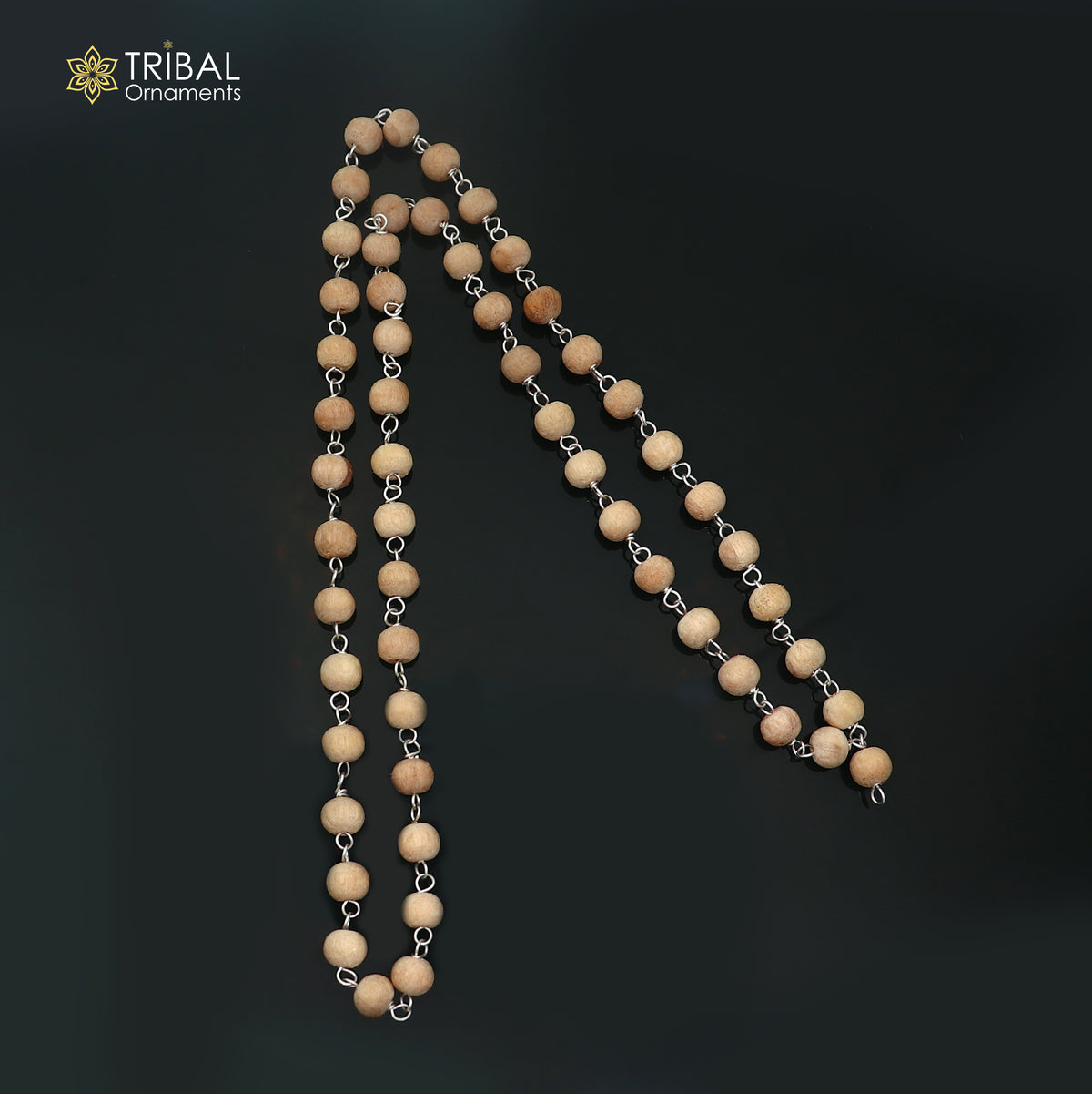 925 Sterling silver handmade white tulsi beads jaap mala, best meditation chanting necklace ch661