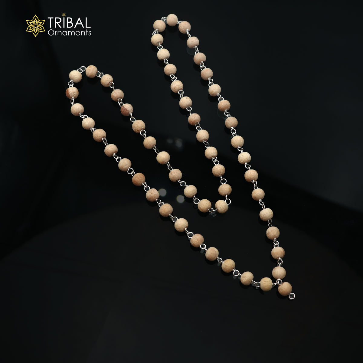925 Sterling silver handmade white tulsi beads jaap mala, best meditation chanting necklace ch661