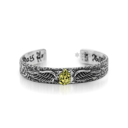925 sterling silver customized lord Ganesh design adjustable tribal cuff bracelet kada excellent cuff bracelet Tribal ethnic jewelry cuff114