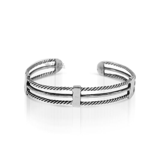 925 sterling silver handcrafted vintage style amazing cuff bangle kada bracelet, best gift for men's and girl's, adjustable kada cuff117