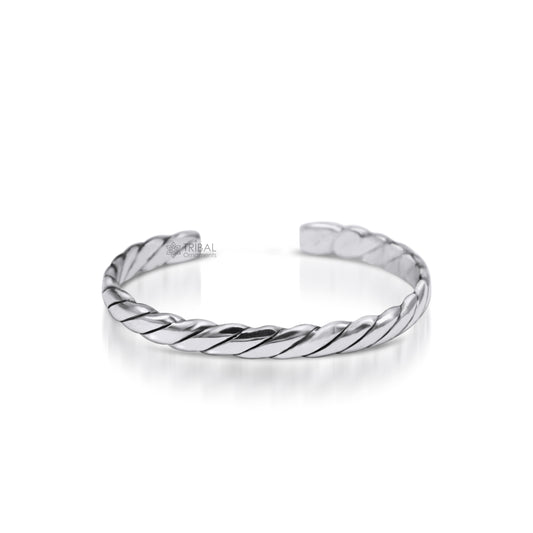 925 sterling silver handmade solid trendy spiral design fashion kada cuff bracelet, cuff kada unsex gifting jewelry solid kada cuff163