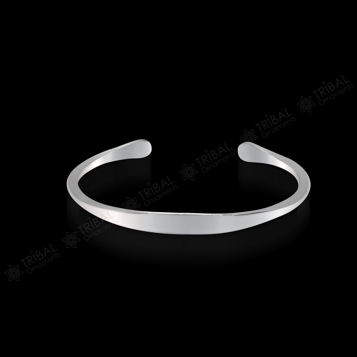 Solid 7 mm 925 sterling silver plain design modern trendy cuff kada bracelet best gifting unisex bangle kada cuff167