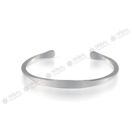 Solid 7 mm 925 sterling silver plain design modern trendy cuff kada bracelet best gifting unisex bangle kada cuff167