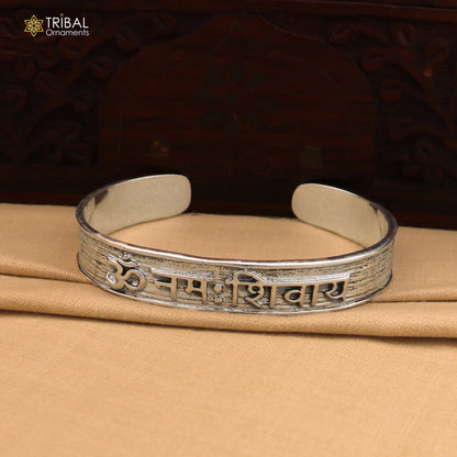 925 sterling silver Om namah shivay mantra cuff kada bracelet mens jewelry cuff261
