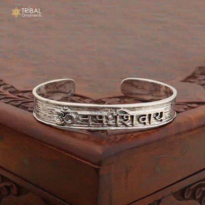 925 sterling silver Om namah shivay mantra cuff kada bracelet mens jewelry cuff261