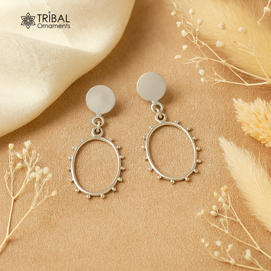 Vintage customized pure e925 sterling silver stud earring, excellent fancy elegant dainty light weight earrings best gifting ear654