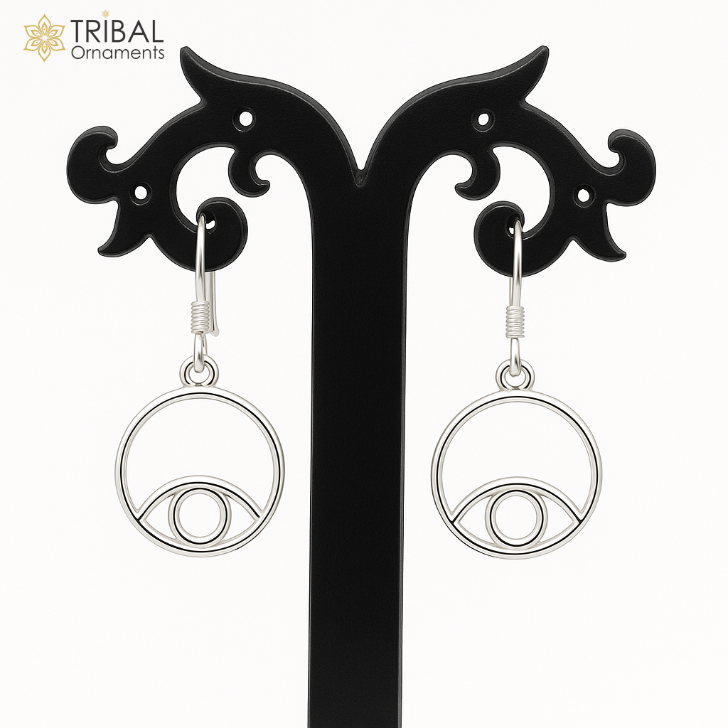 Pure 925 sterling silver handmade circle style designer plain trendy fancy hoop earring, drop dangle charm earring for girls, brides ear720