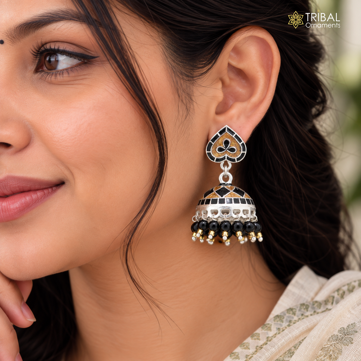 925 sterling silver minakari design Jhumka earring er343