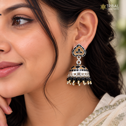 925 sterling silver minakari design Jhumka earring er343