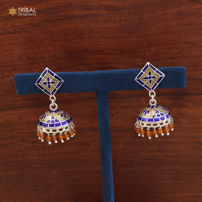 925 sterling silver colorful enamel work earring er289