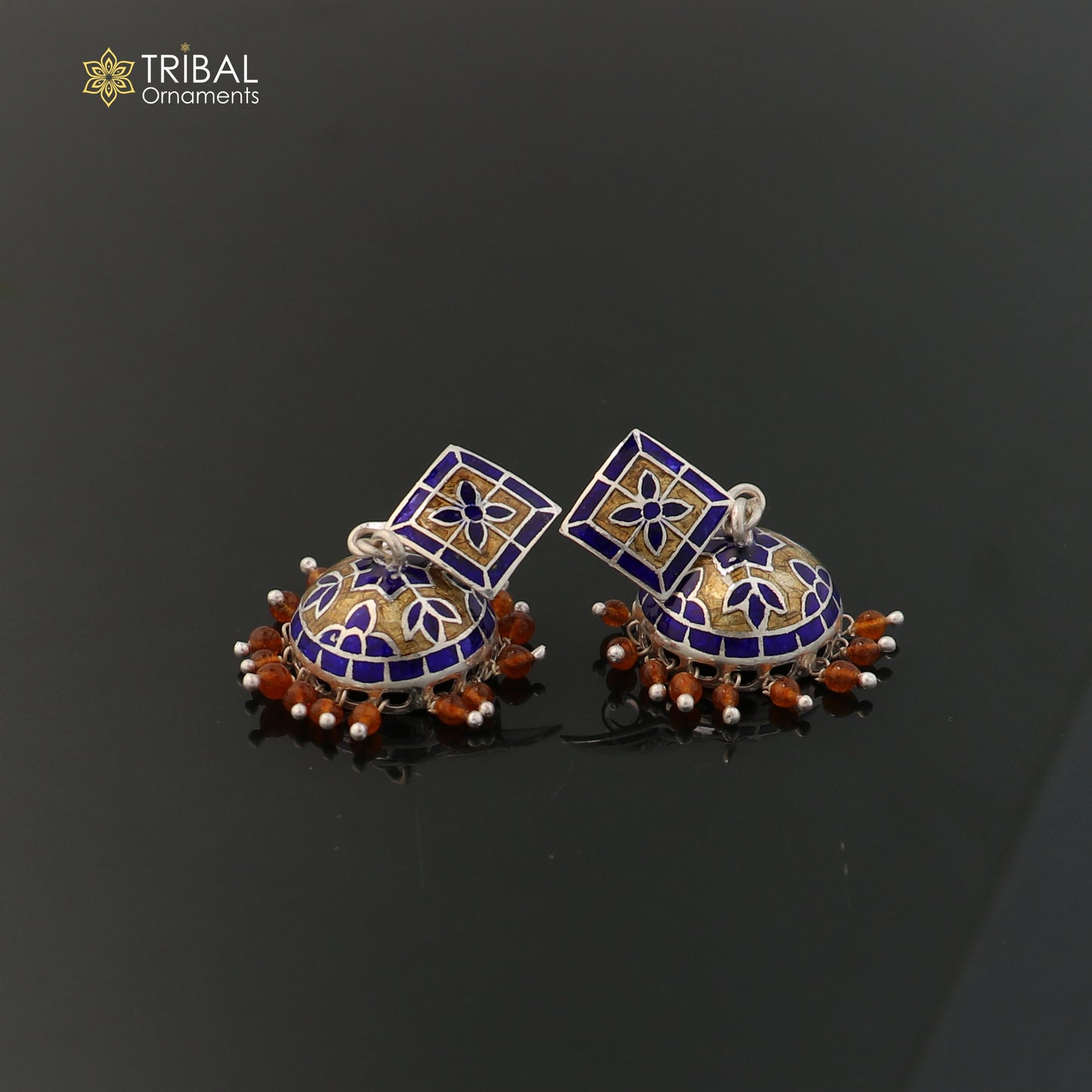 925 sterling silver colorful enamel work earring er289