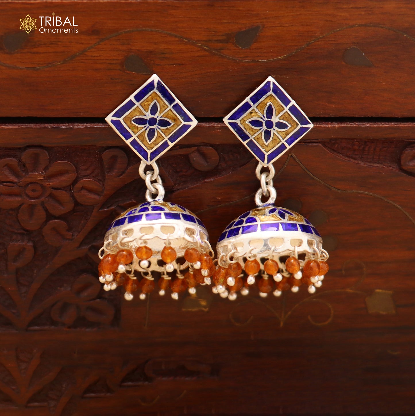 925 sterling silver colorful enamel work earring er289