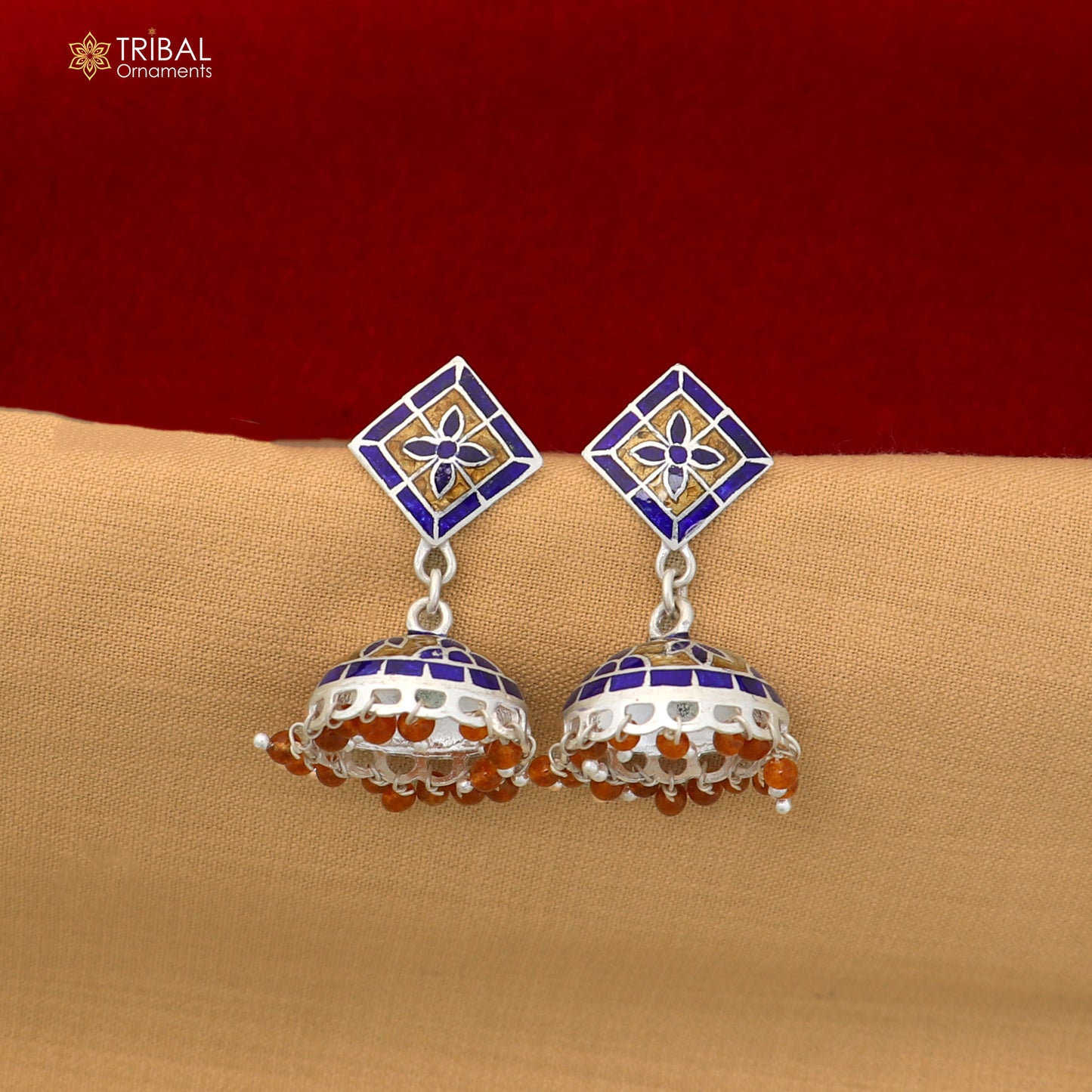 925 sterling silver colorful enamel work earring er289