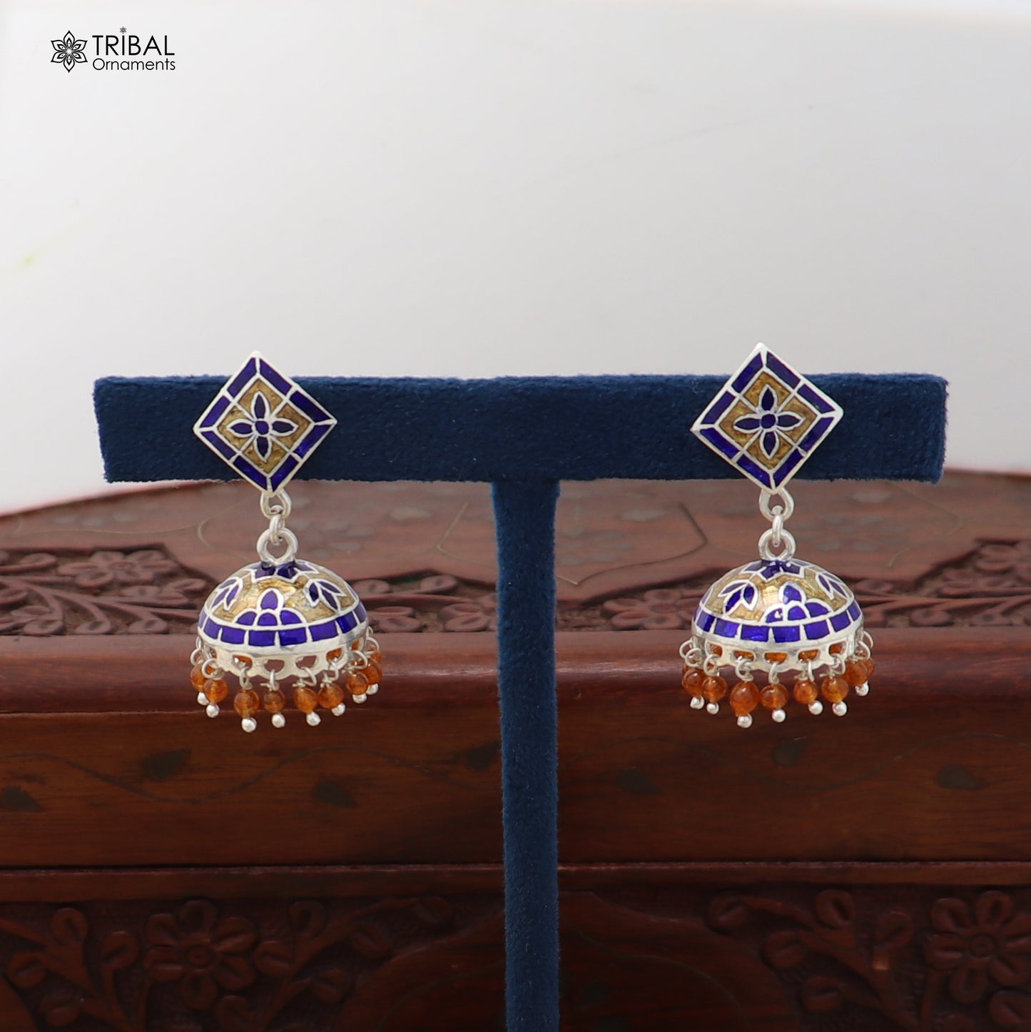 925 sterling silver colorful enamel work earring er289