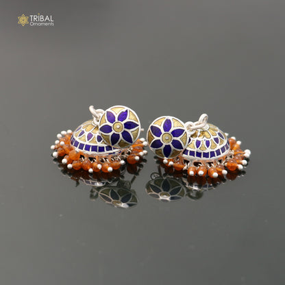 925 sterling silver colorful enamel work earring Jhumka er290