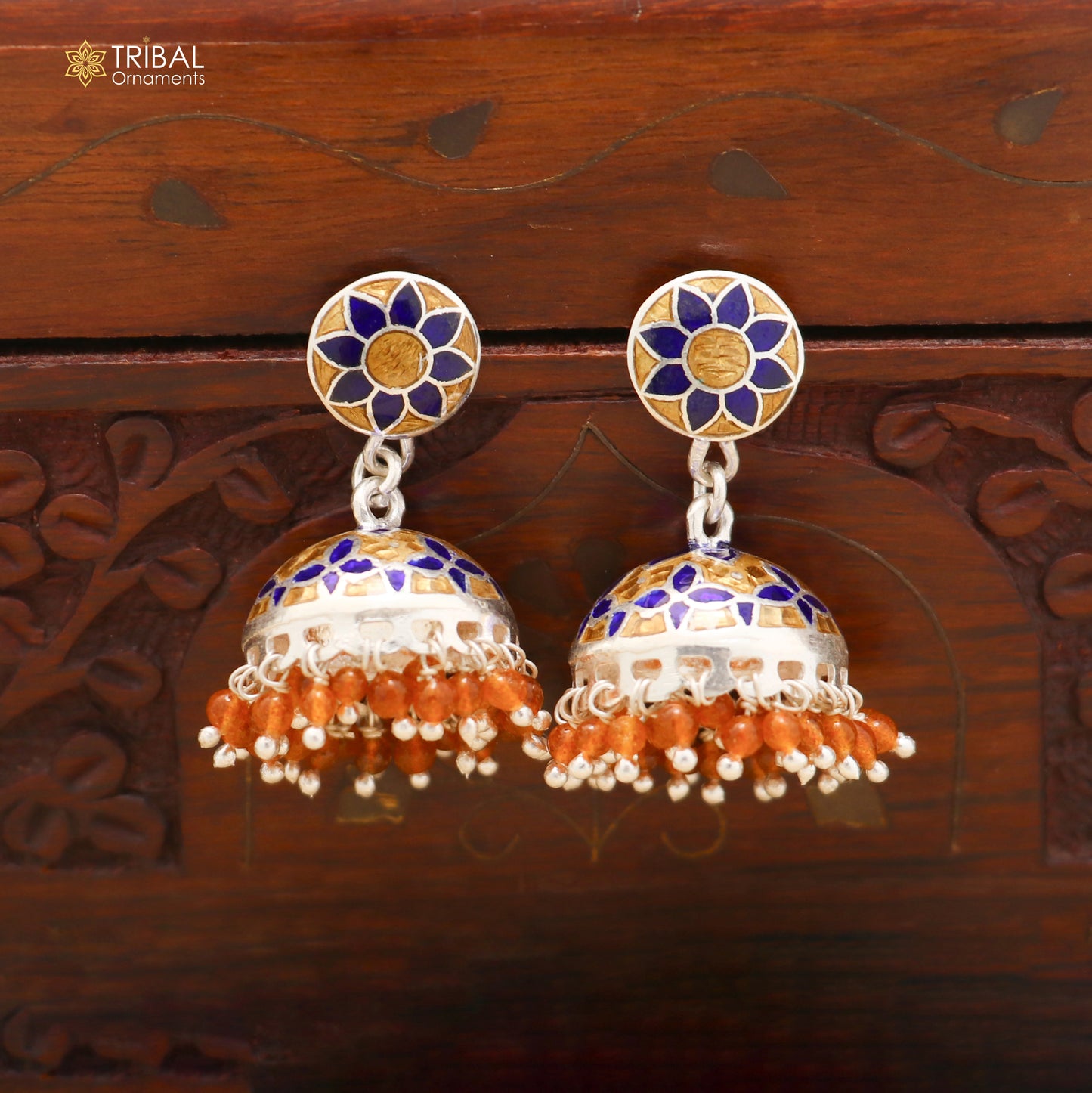 925 sterling silver colorful enamel work earring Jhumka er291